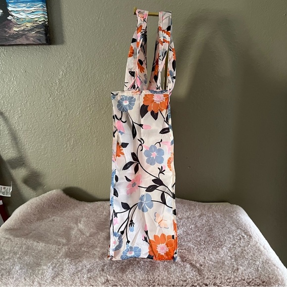 Kate Spade Floral Reusable Tote Bag Pink Blue Eco Shopper Market Beach - Picture 3 of 11